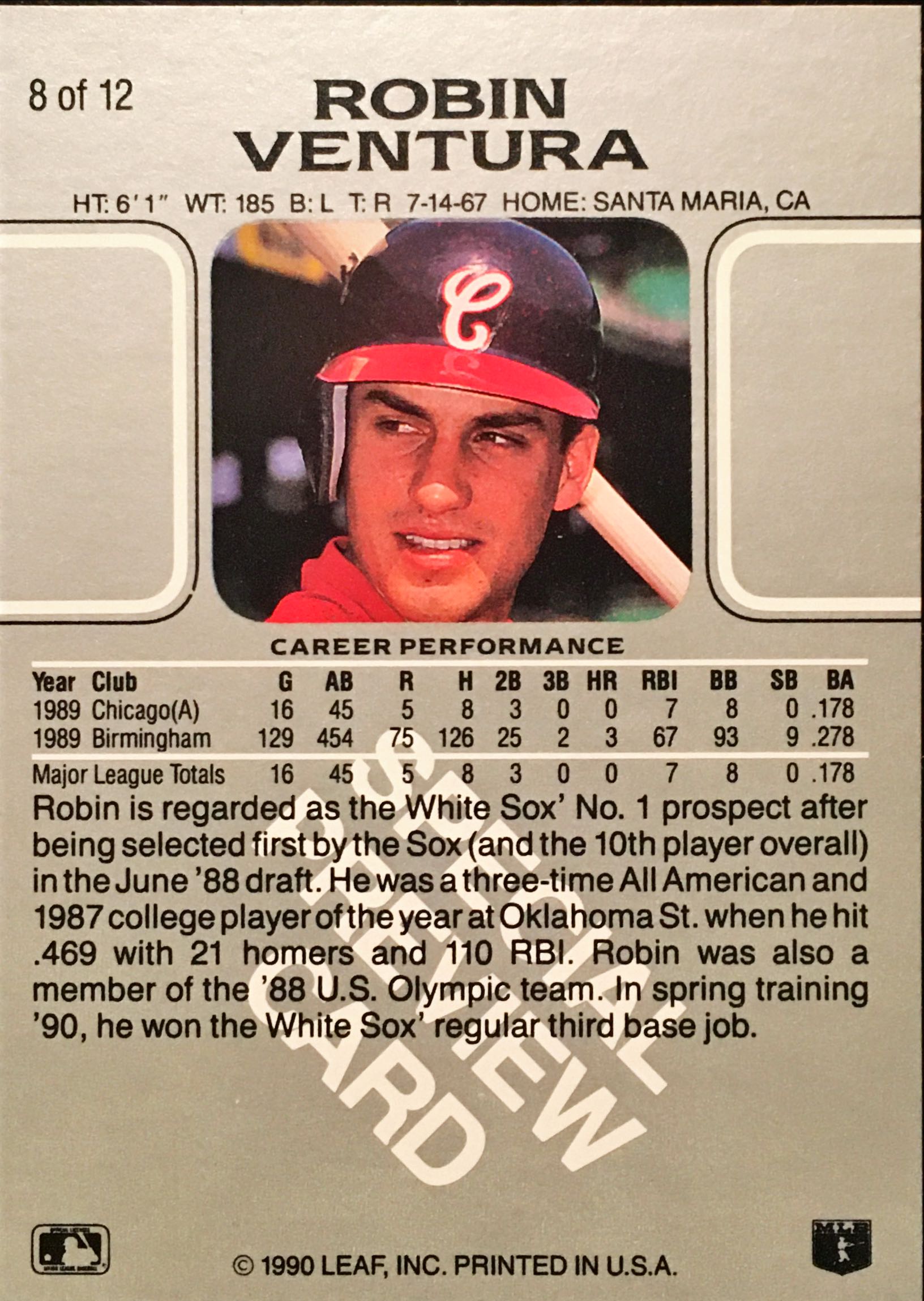 1990 Leaf Previews 8 back image