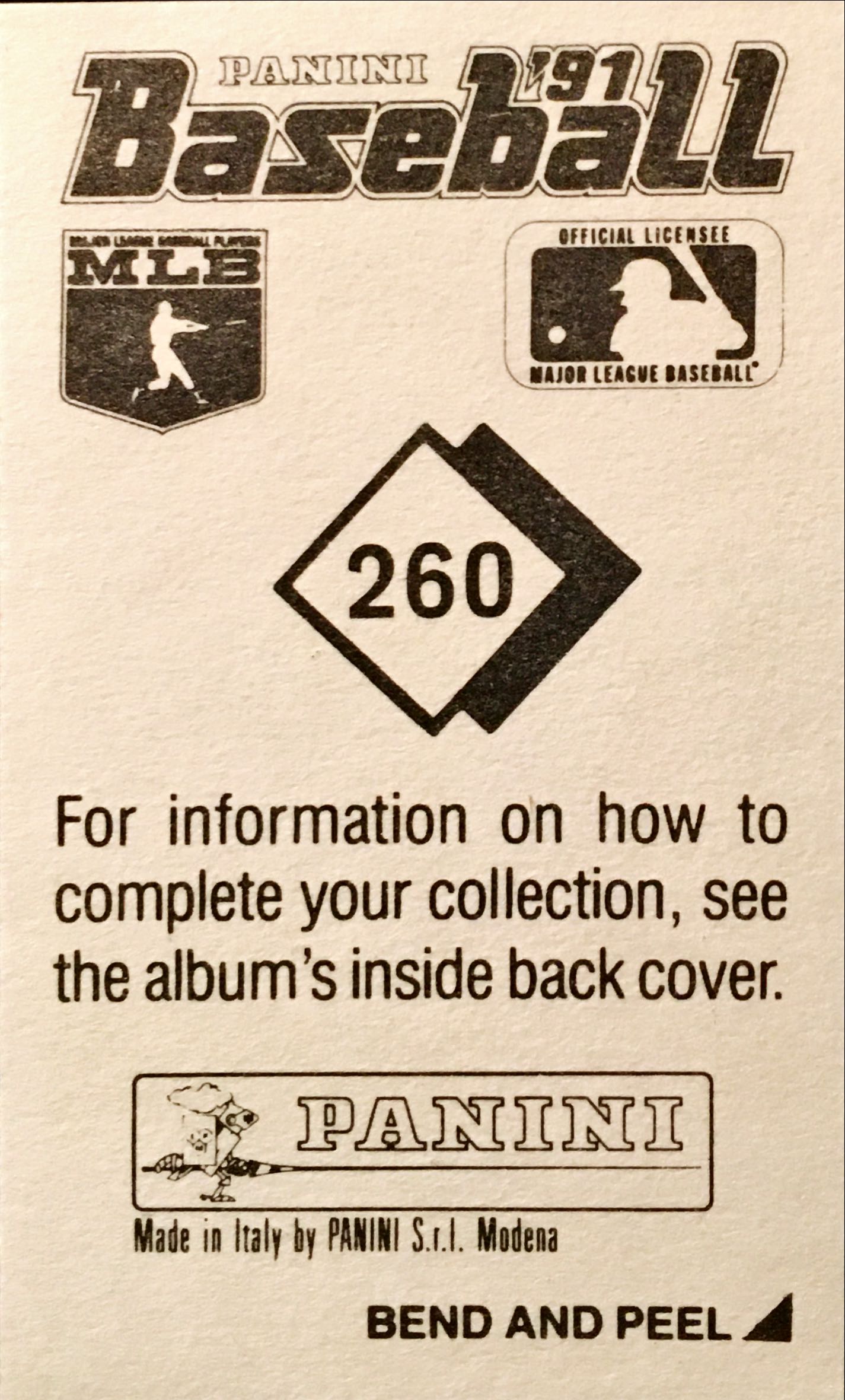1991 Panini  260 back image