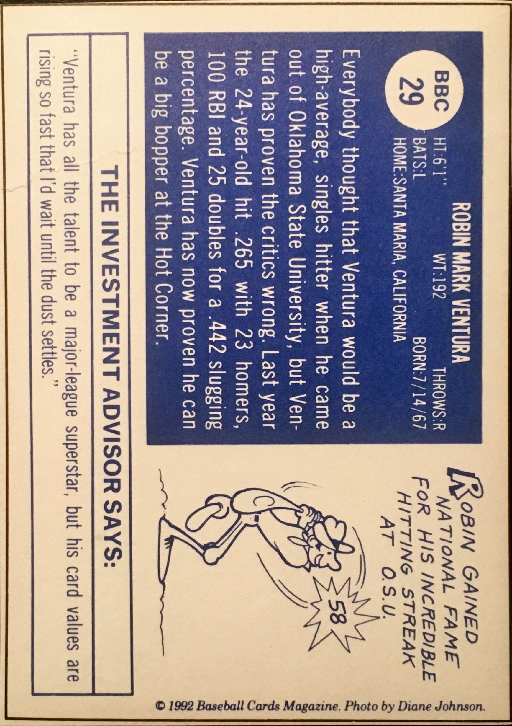 1992 Baseball Card Magazine  29 back image