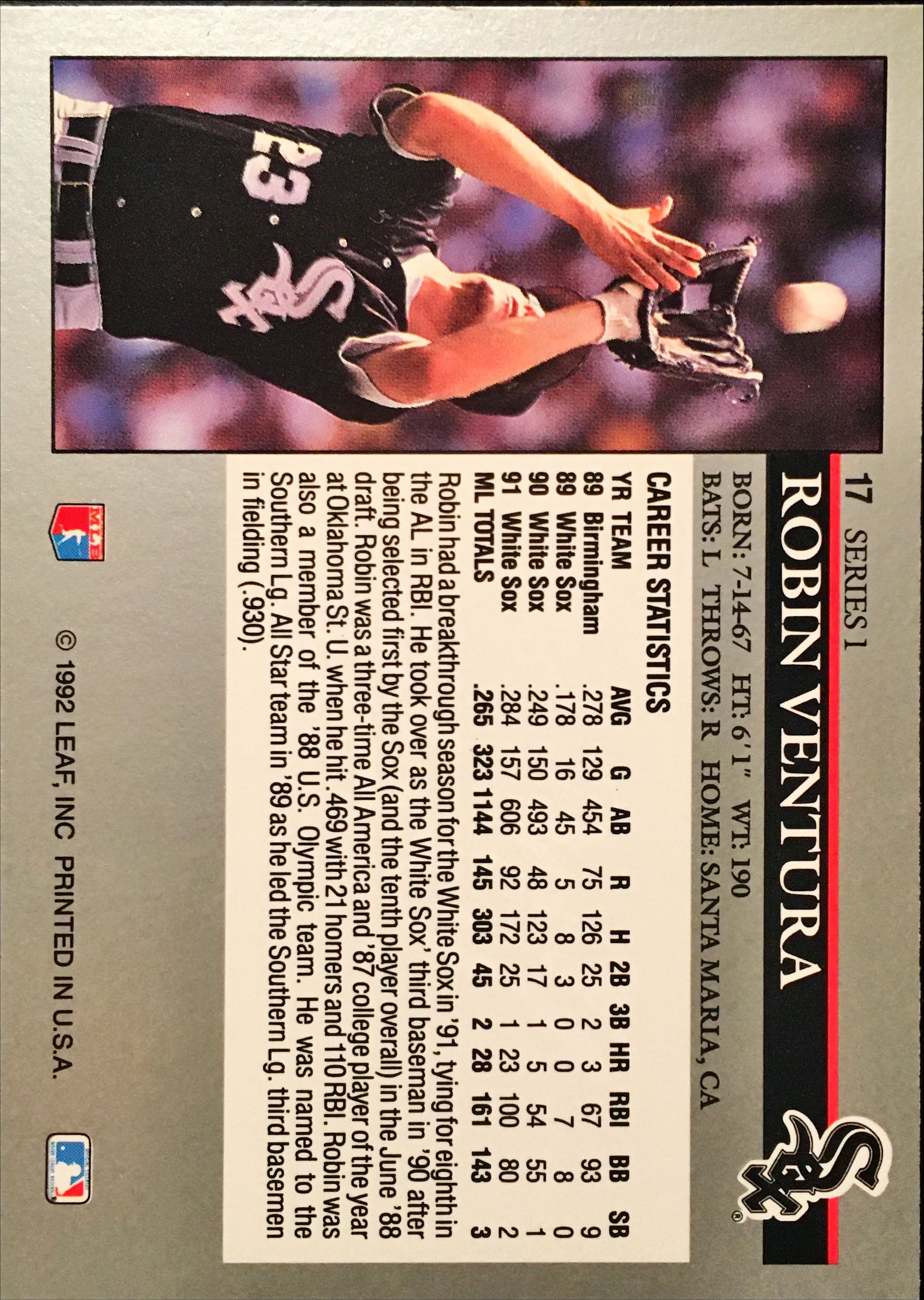 1992 Leaf  17 back image