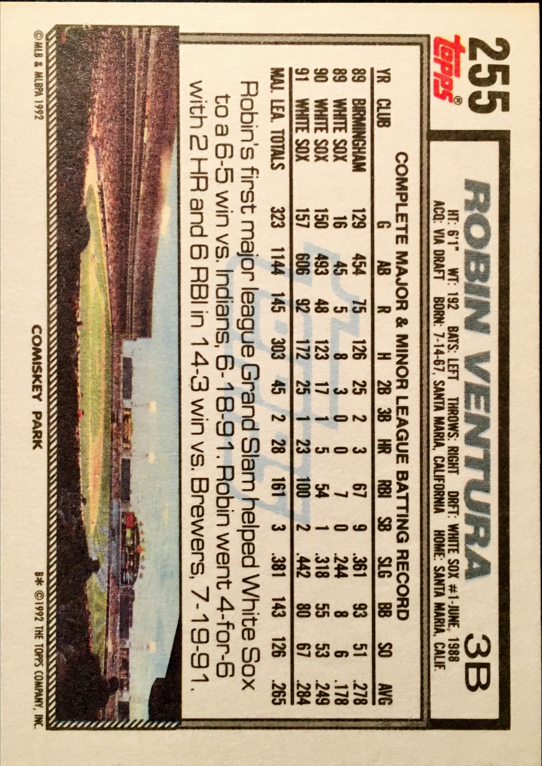 1992 Topps  255 back image