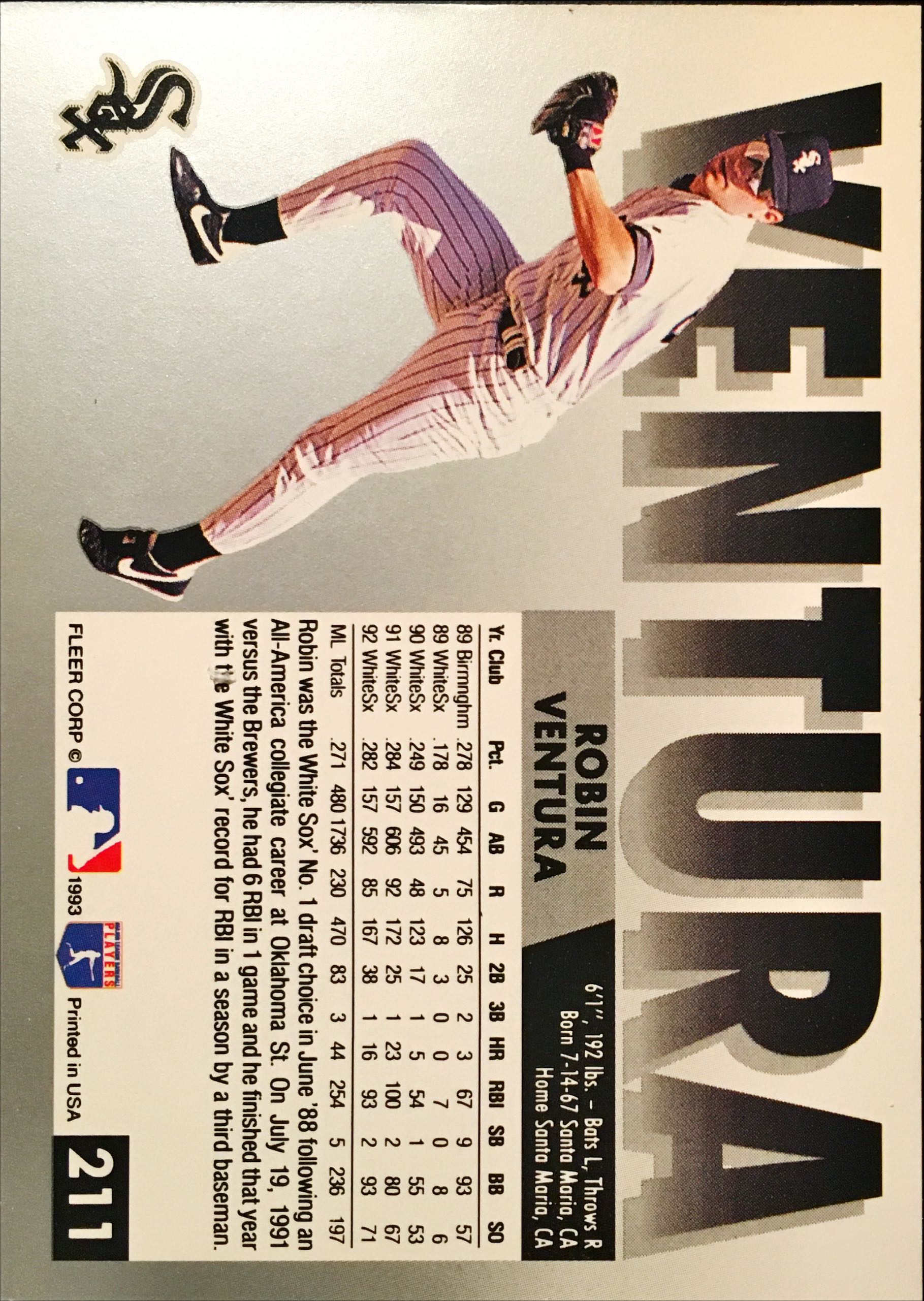 1993 Fleer  211 back image