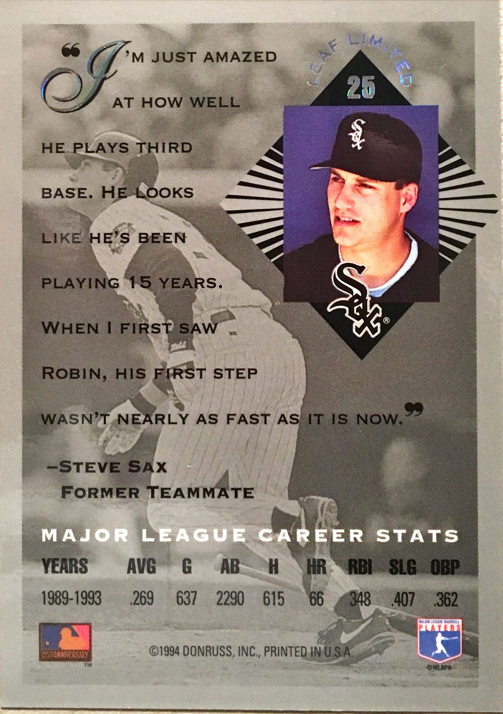 1994 Leaf Limited 25 back image