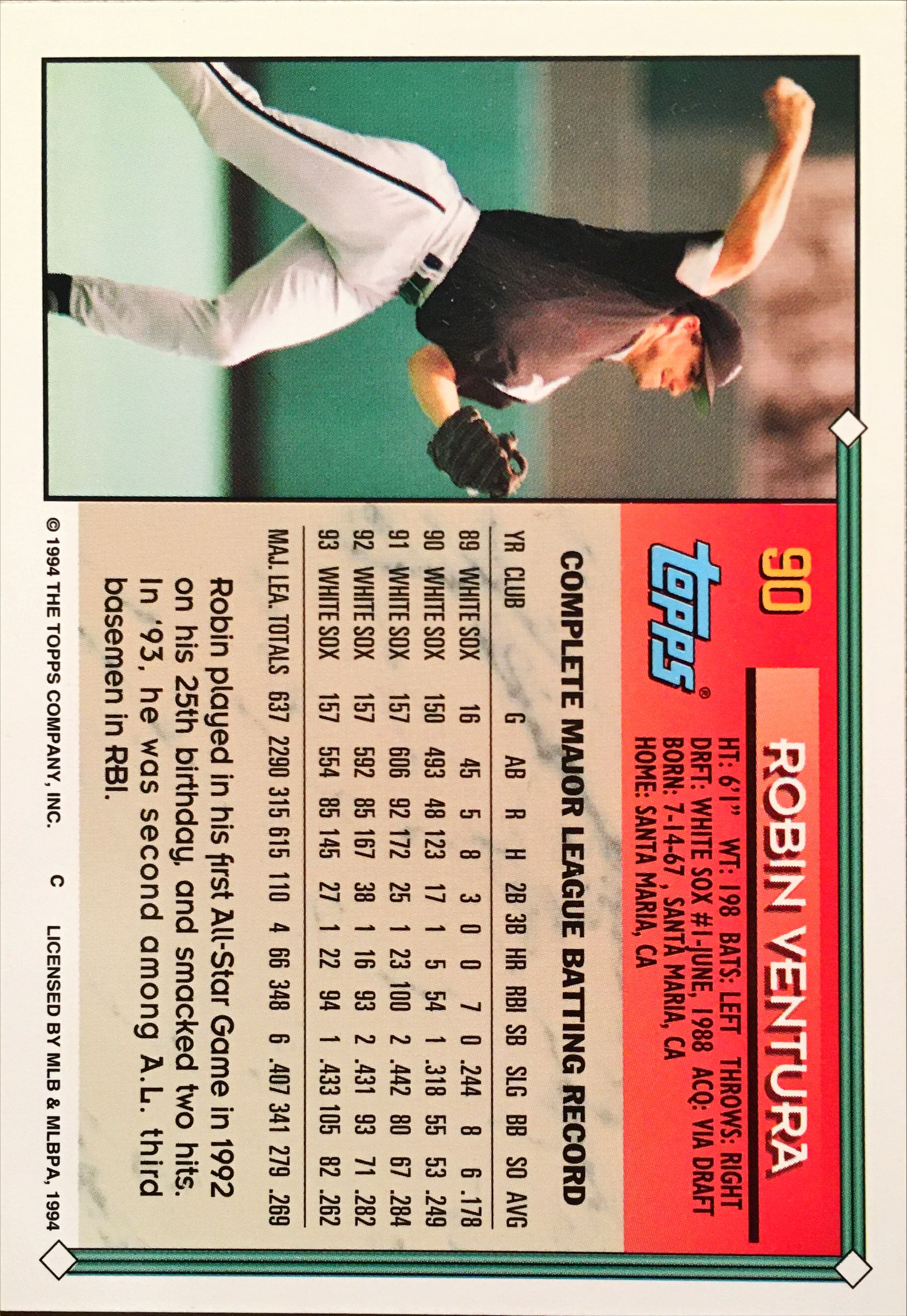 1994 Topps Gold 90 back image