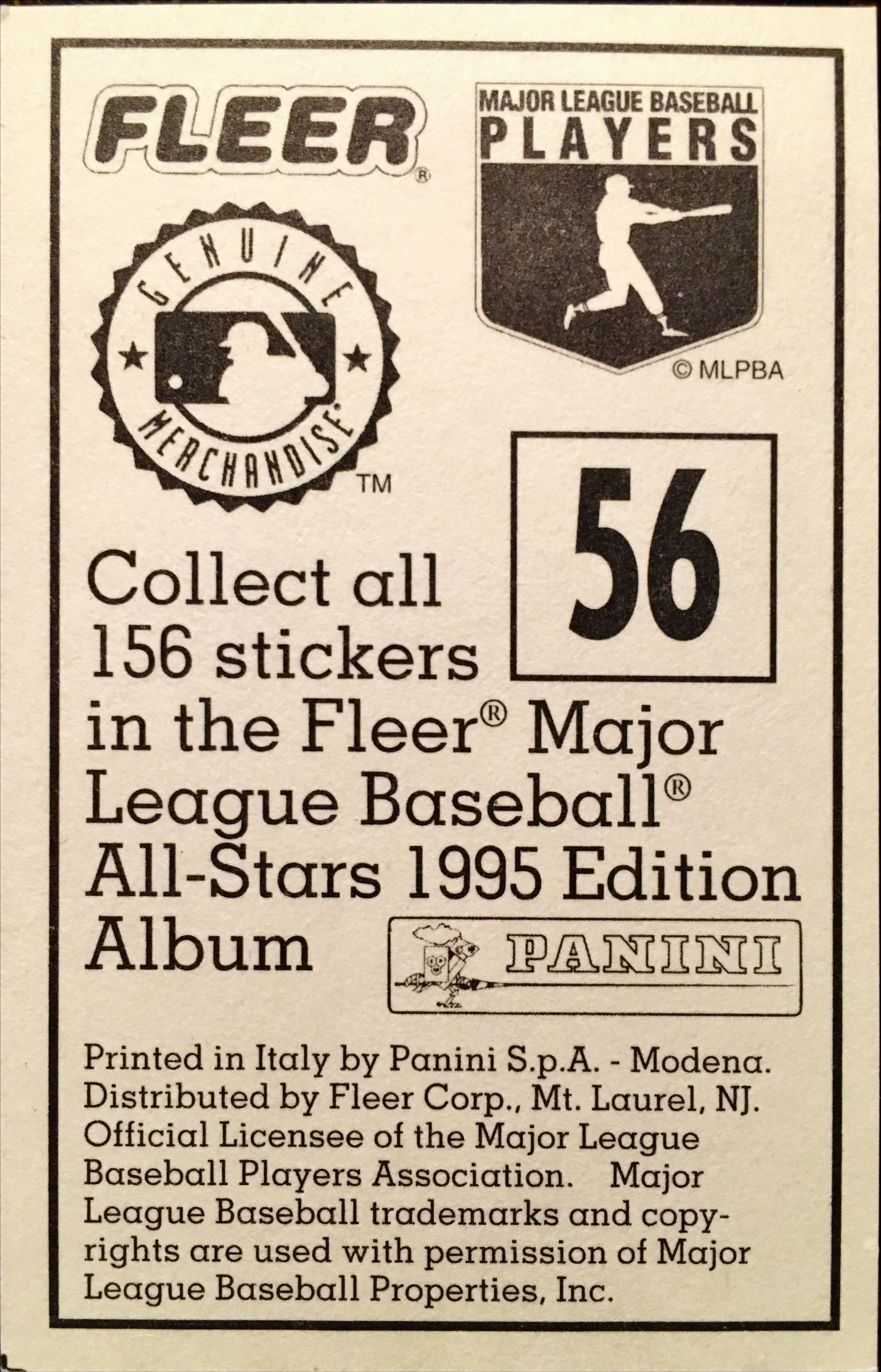1995 Panini  56 back image