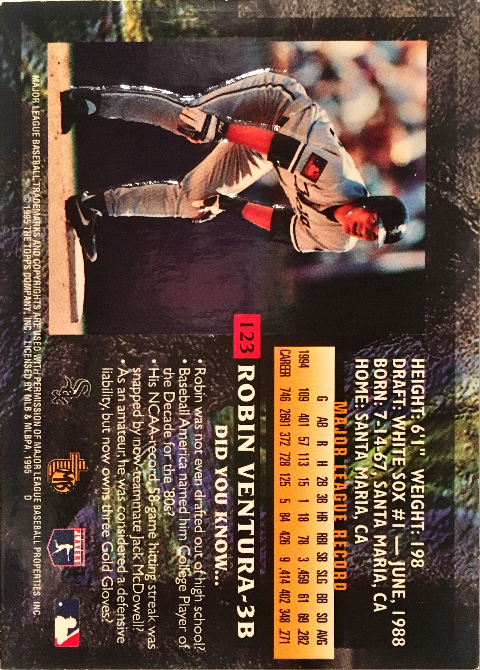 1995 Topps Embossed 123 back image