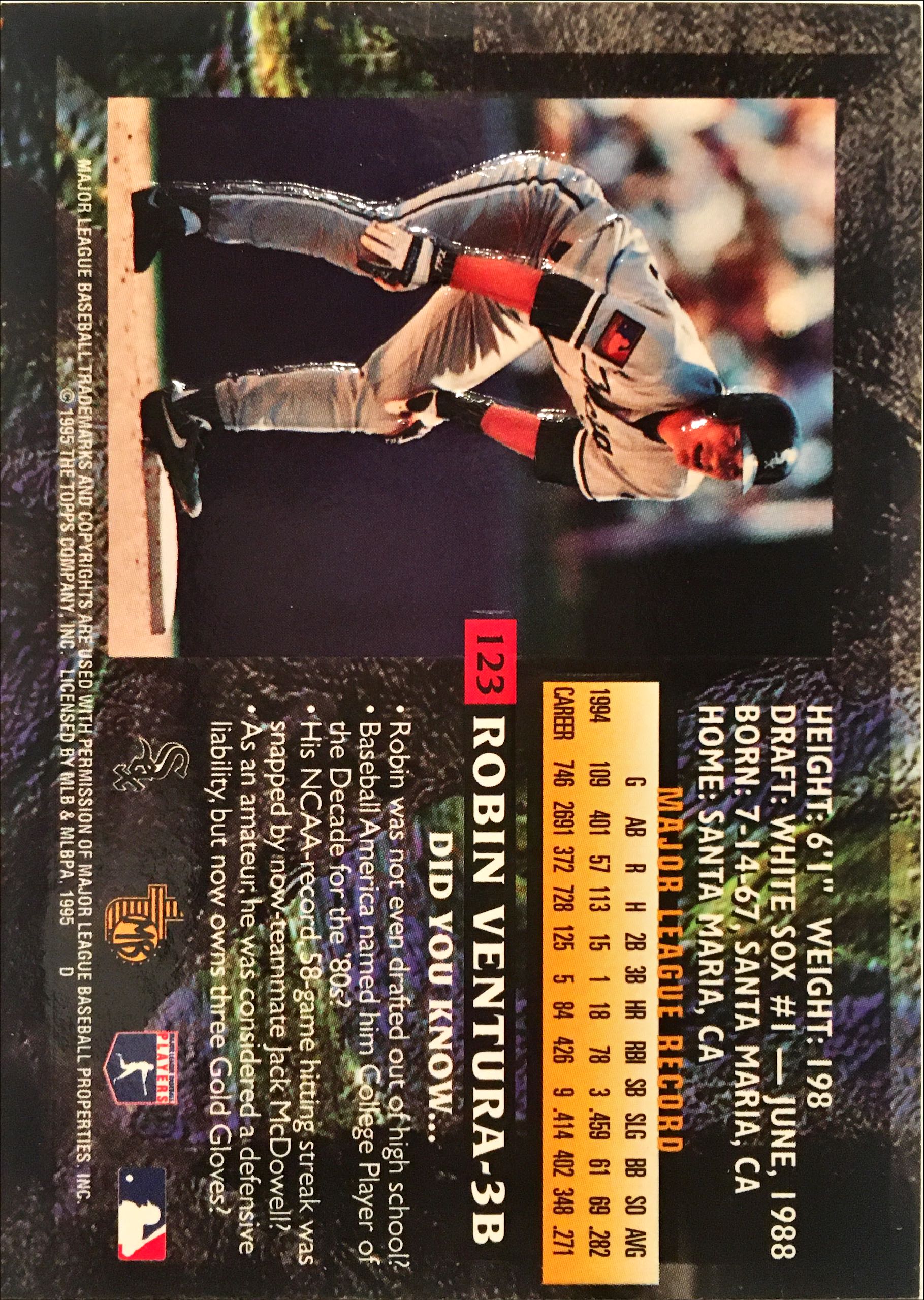 1995 Topps Embossed Golden Idols 123 back image