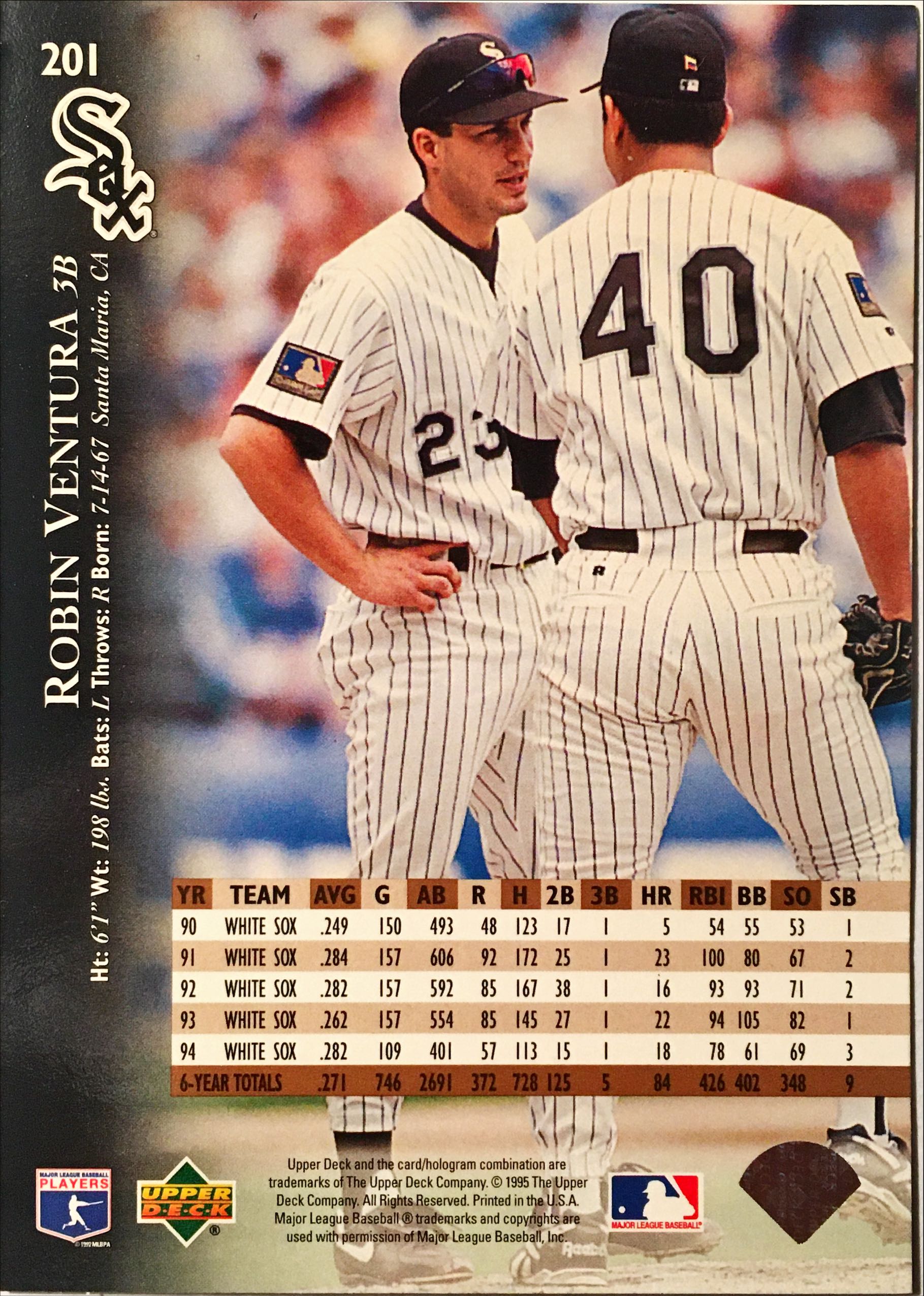 1995 Upper Deck  201 back image
