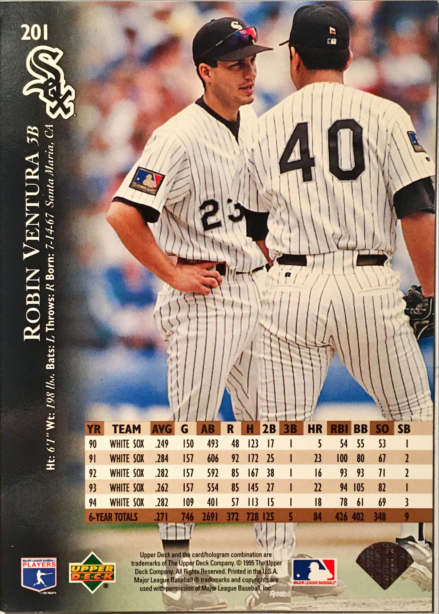 1995 Upper Deck Electric Diamond Gold 201 back image