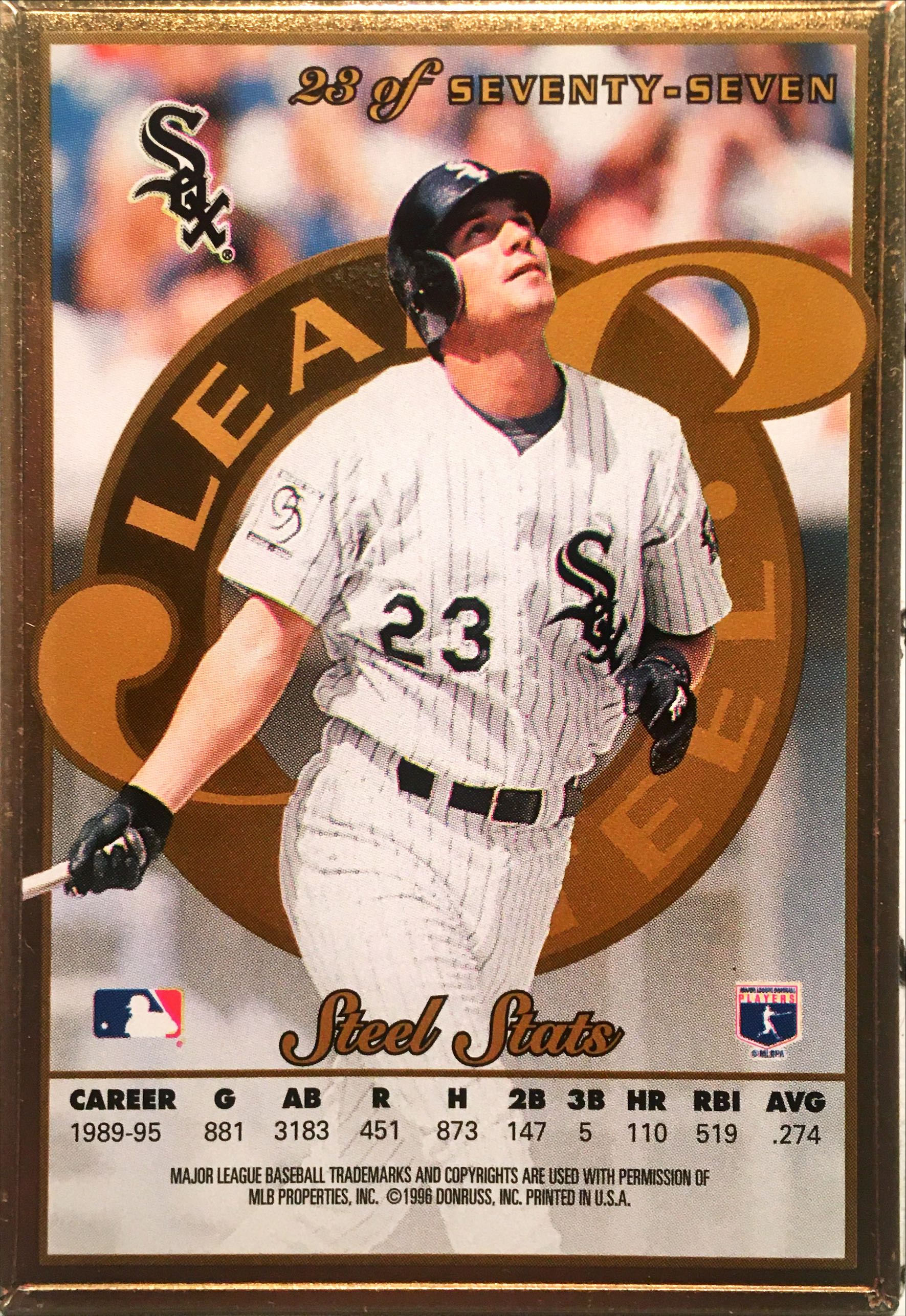 1996 Leaf Preferred Steel Gold 23 back image