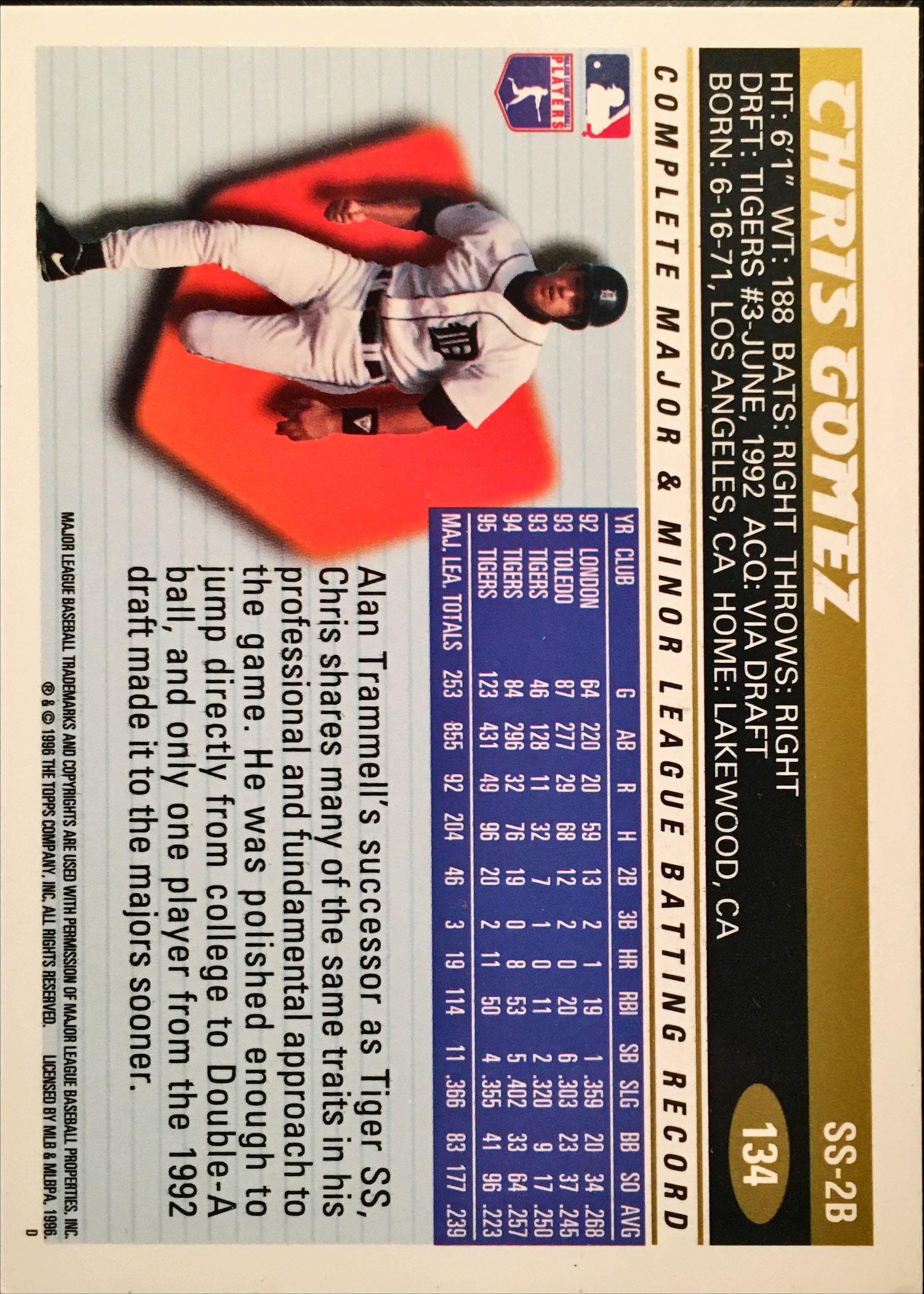 1996 Topps  134 back image