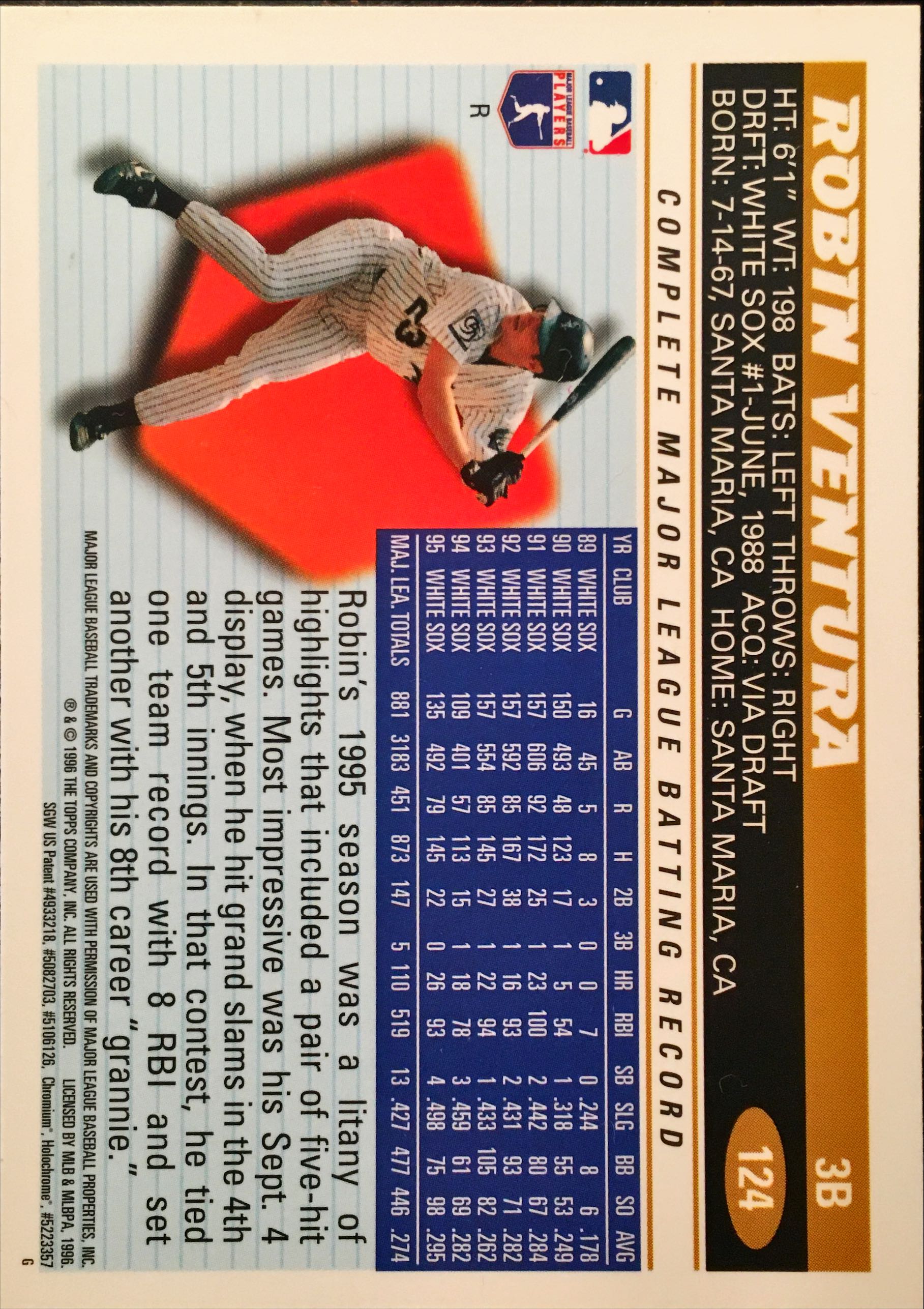 1996 Topps Chrome Refreactors 124 back image