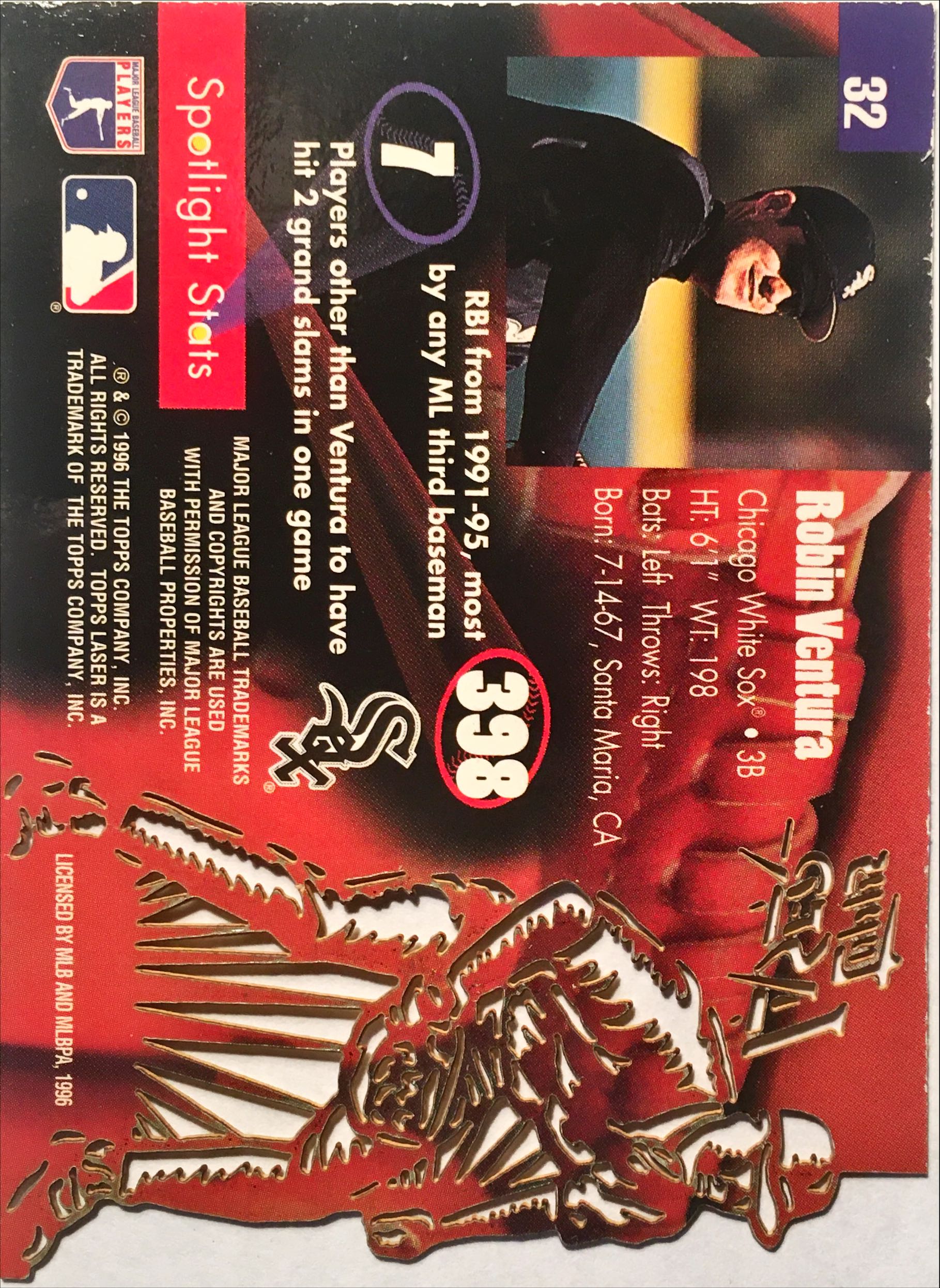 1996 Topps Laser 32 back image