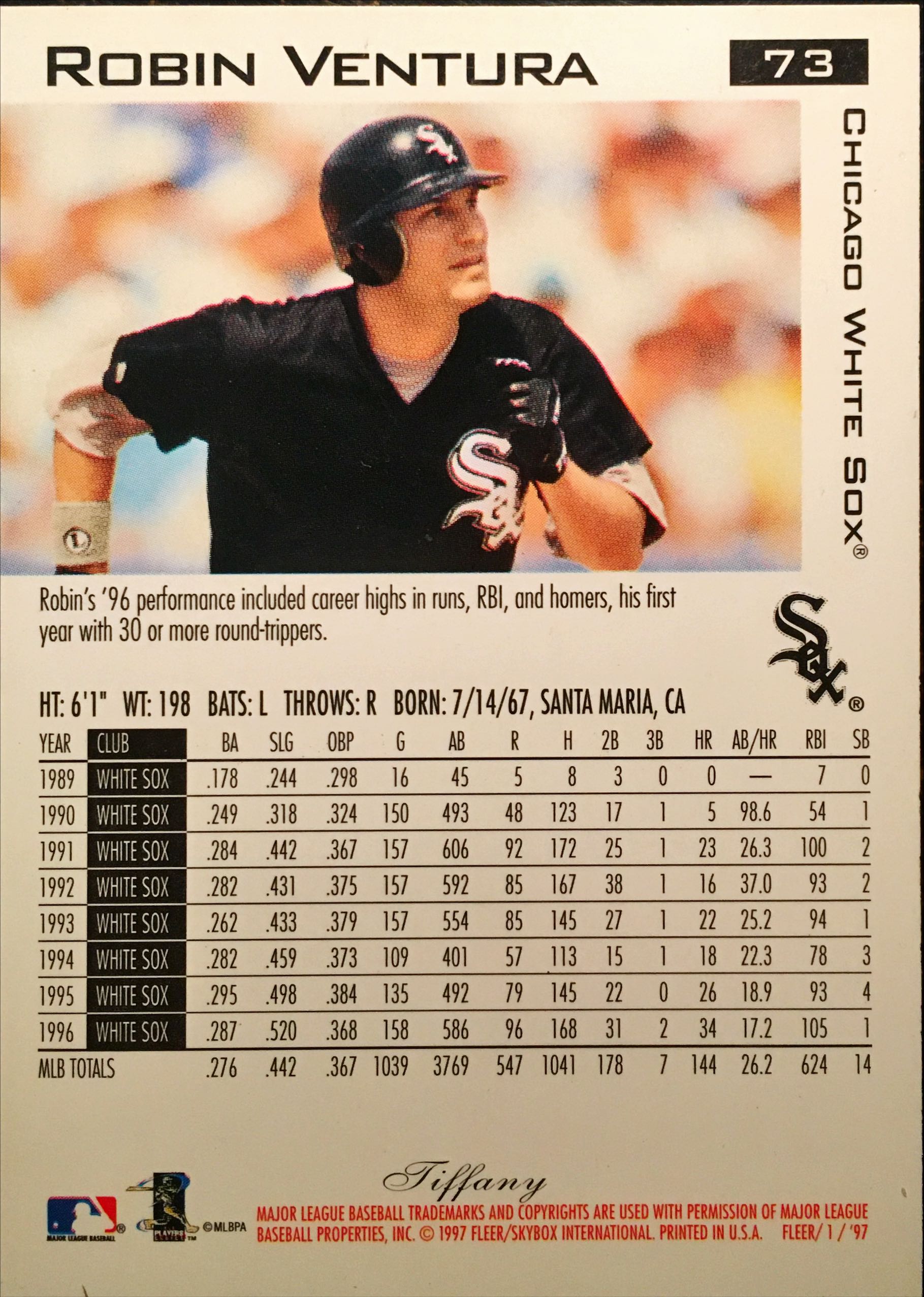 1997 Fleer Tiffany 73 back image