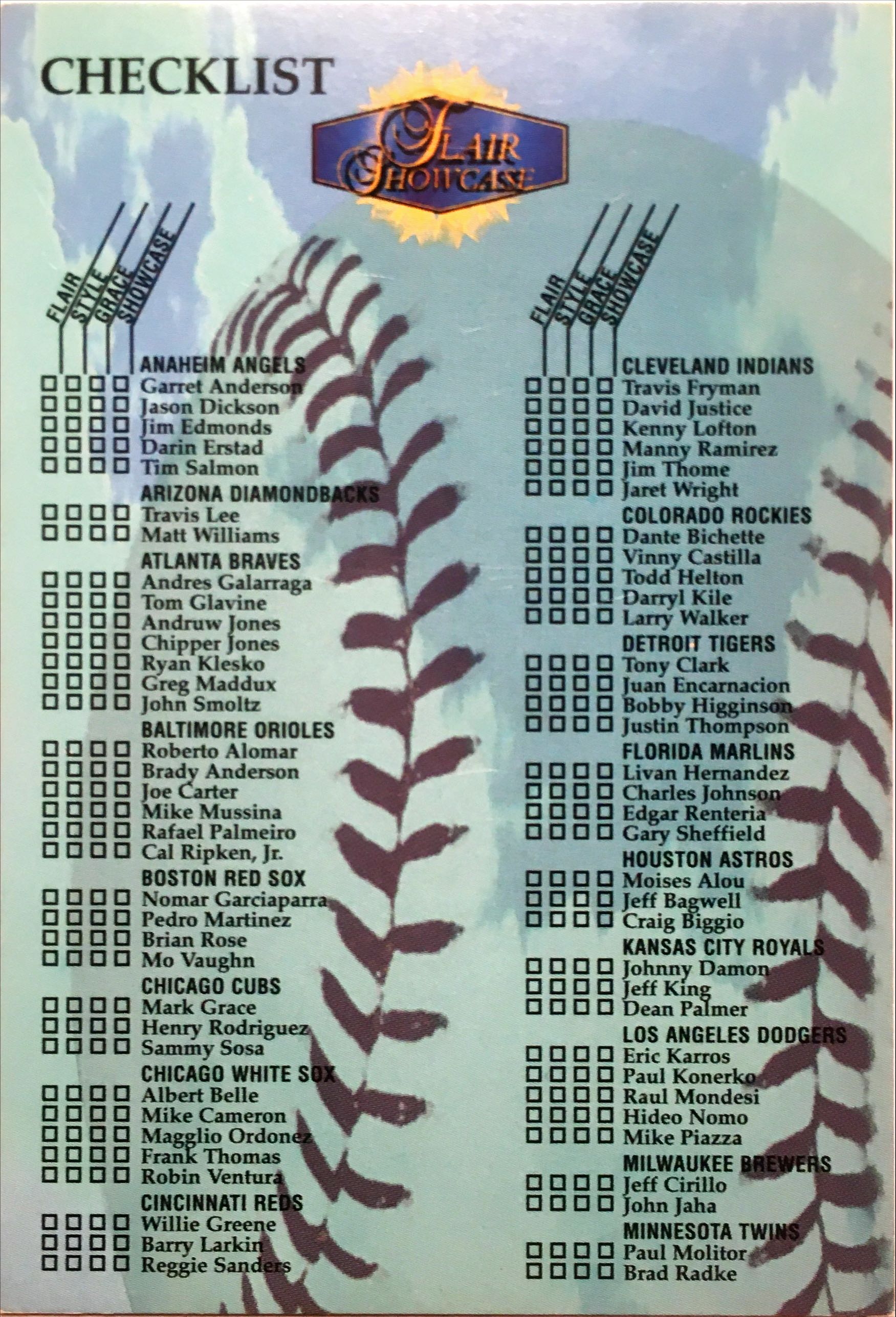 1998 Flair Checklist NNO front image