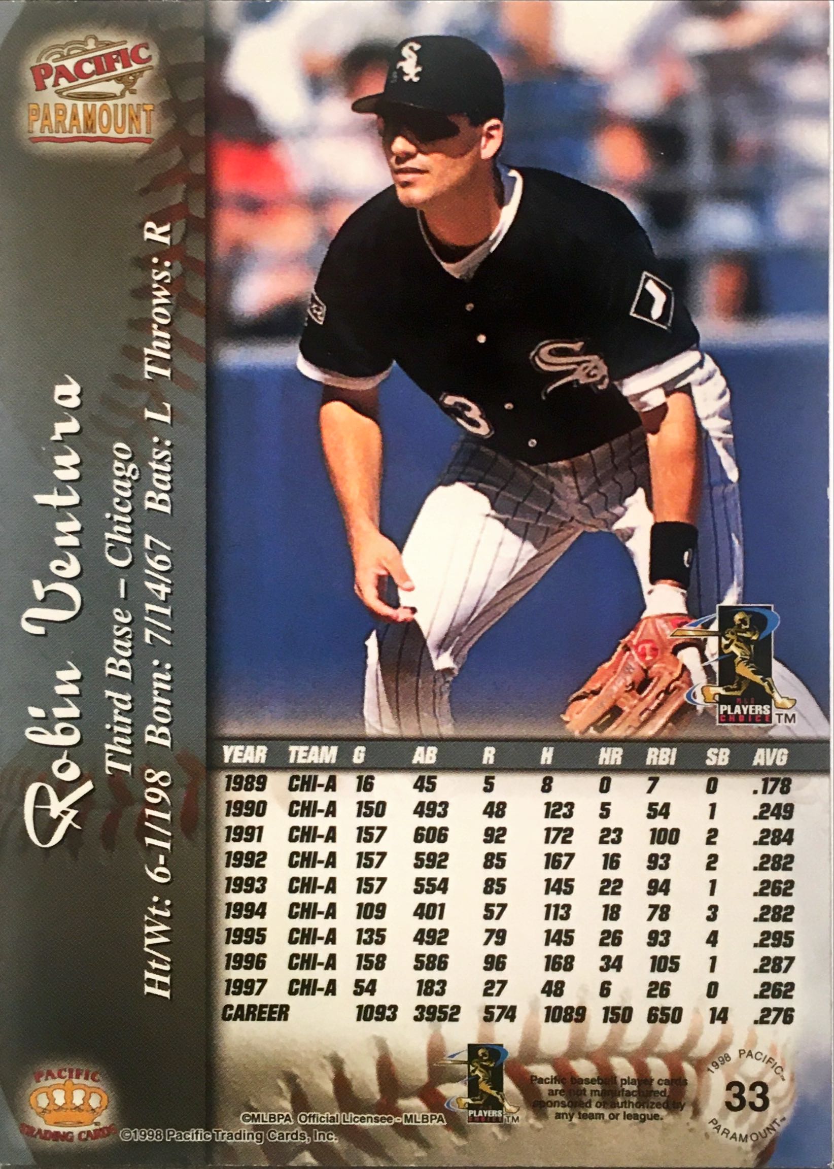 1998 Paramount Platinum 33 back image